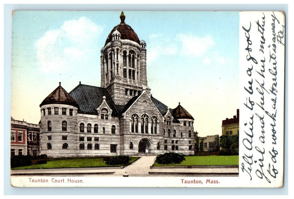 1909 Taunton Court House, Taunton, Massachusetts MA Antique Postcard