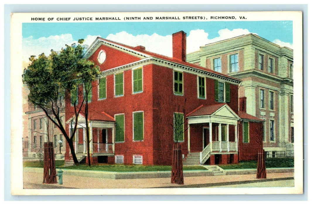 c1920 Home of Chief Justice Marshall Richmond Virginia VA Vintage Postcard