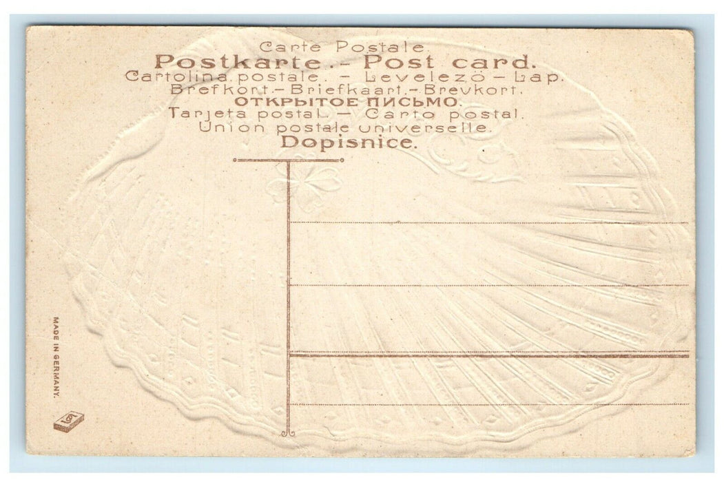 c1910's Souvenir From Storm Lake Iowa IA, Giant Shell Embossed Postcard
