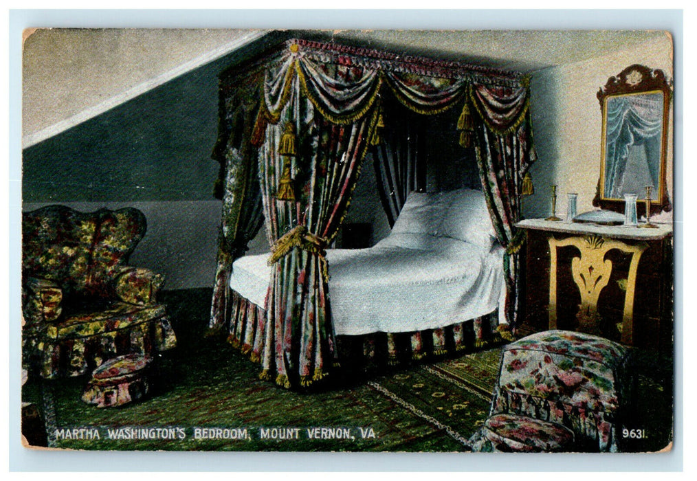 c1910 Martha Washington's Bedroom, Mount Vernon Virginia VA Unposted Postcard