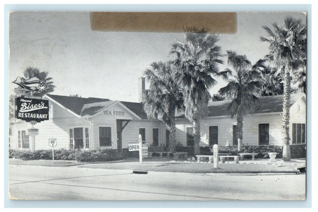 1951 Howard Biser's Restaurant Famed Florida Seafood Jacksonville FL Postcard
