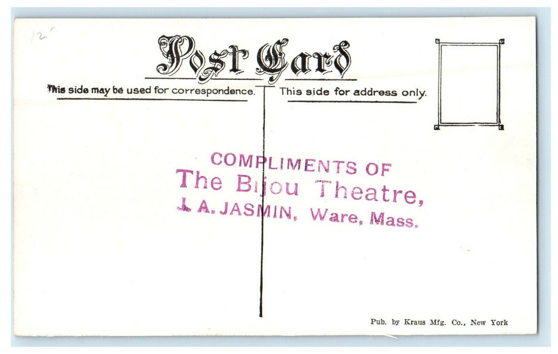 c1910 Pauline Bush Actress Bijou Theater Actress Advertising Ware MA Postcard