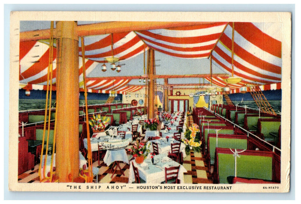 1944 The Ship Ahoy Houston Exclusive Restaurant APO Soldier Mail TX Postcard