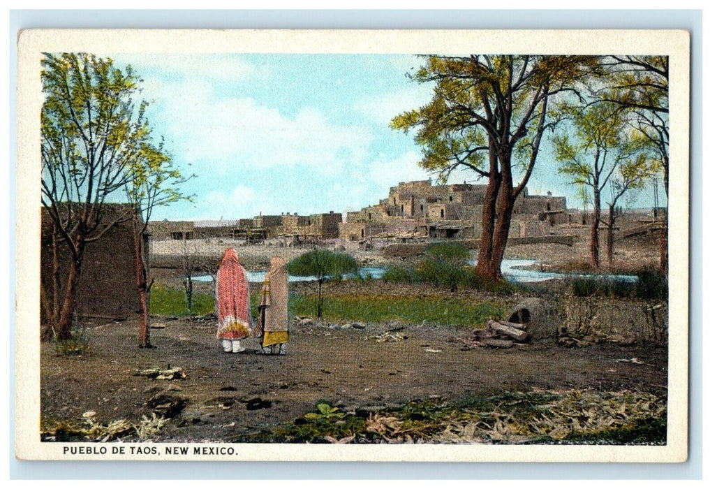 c1930's Scene At Pueblo Indian Villages De Taos New Mexico NM Unposted Postcard