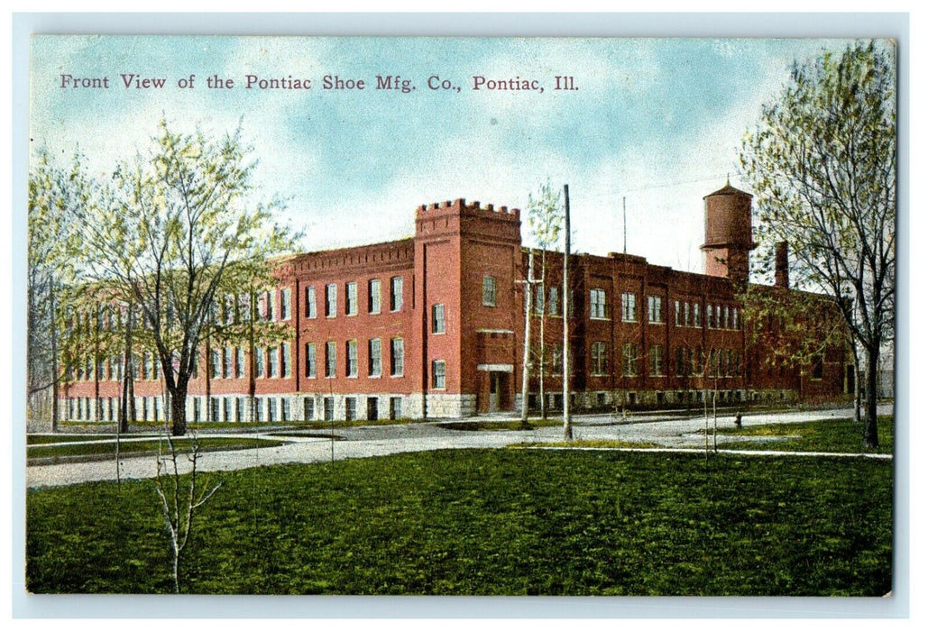 c1910's Front View Of The Pontiac Shoe Mfg. Co Pontiac Illinois IL Postcard