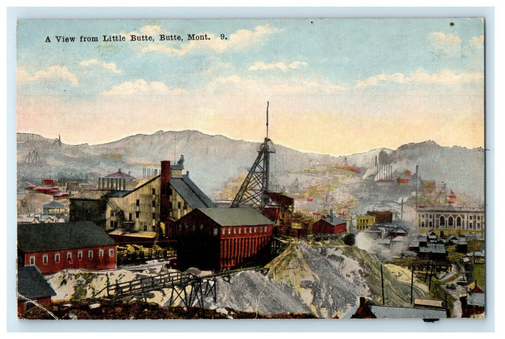 1918 A View From Little Butte, Butte Montana MT  Posted Antique Postcard