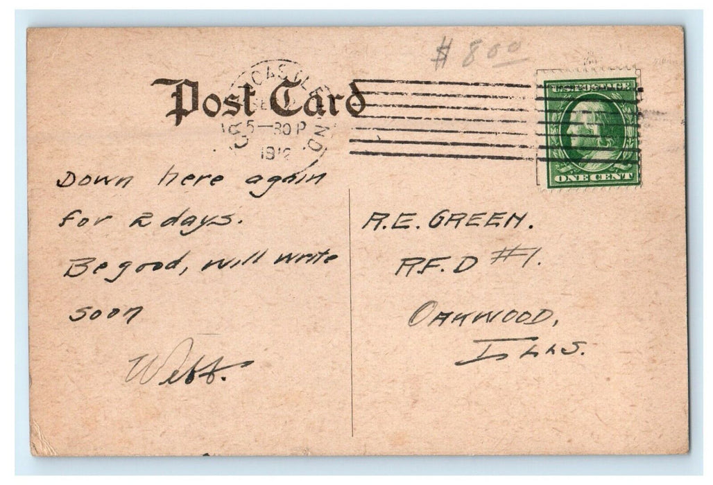 1912 Court House Building Greencastle Indiana IN Posted Antique Postcard