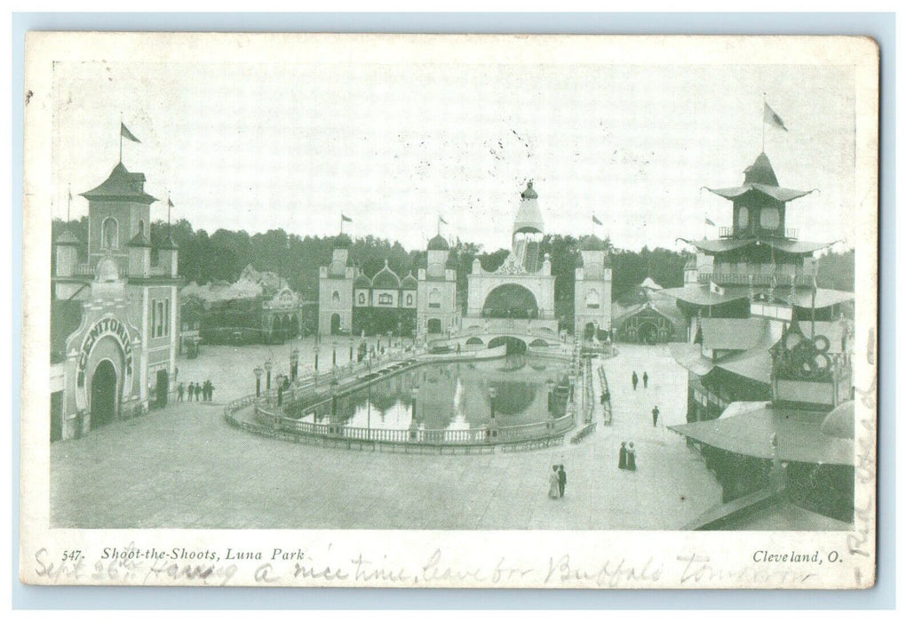 1907 Shoot The Shoots Luna Park Cleveland Ohio OH Posted Antique Postcard