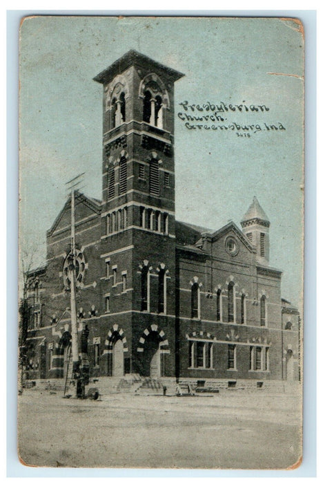 c1910's Presbyterian Church Greensburg Indiana IN Antique Postcard