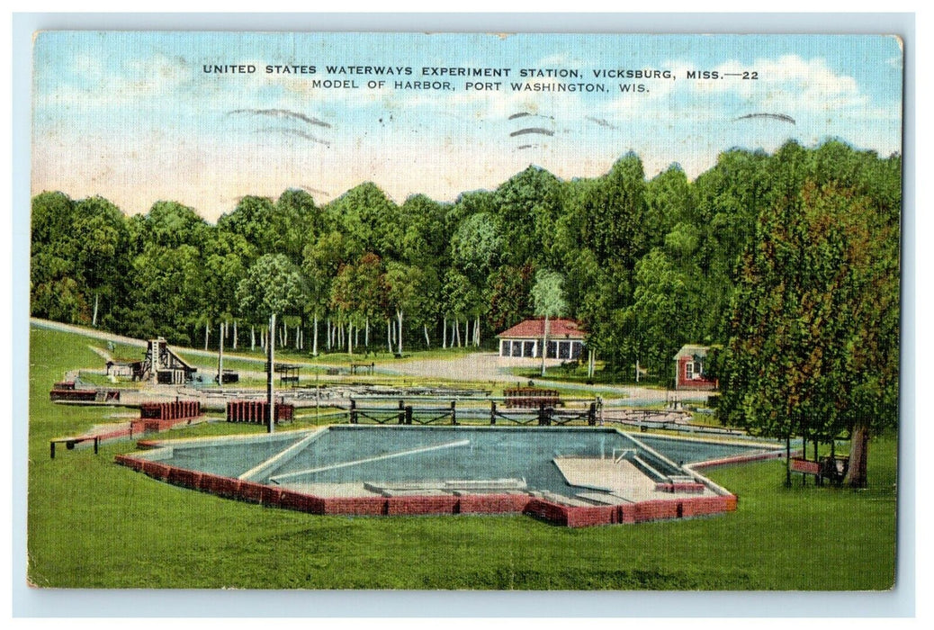 1940 United States Waterways Station Vicksburg Mississippi MS Vintage Postcard