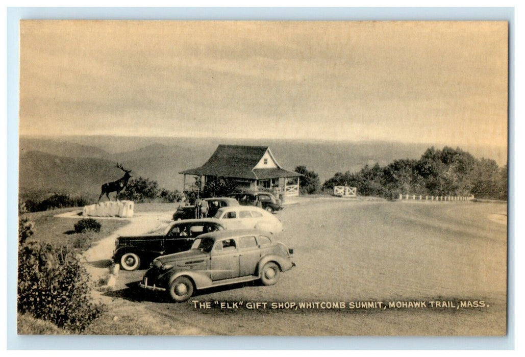 c1940's The Elk Gift Shop Whitcomb Summit Mohawk Trail Massachusetts MA Postcard