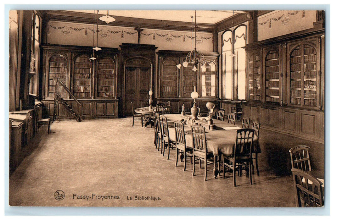 c1910s Boarding School Library Passy-Froyennes Belgium Unposted Postcard