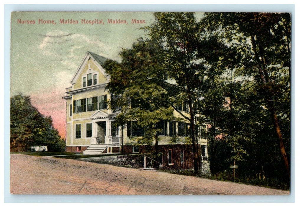 1908 Nurses Home Malden Hospital Malden Massachusetts MA Antique Postcard