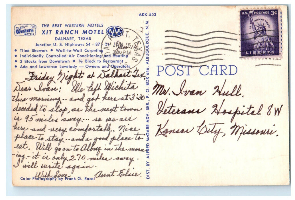 c1960s Xit Ranch Motel Dalhart Texas TX Posted Vintage Postcard