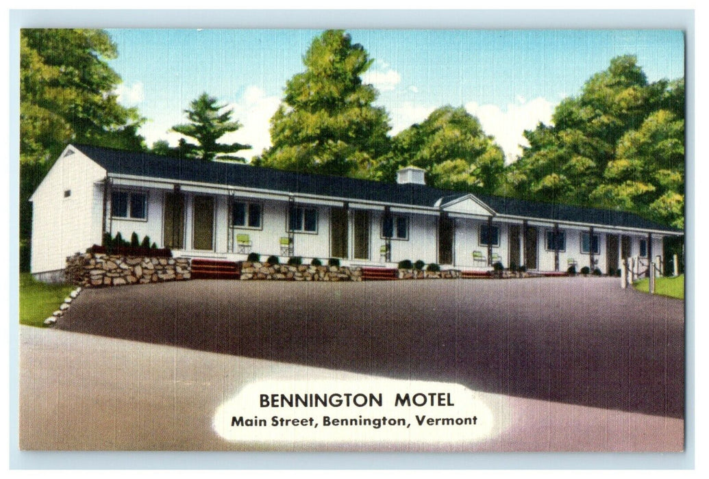 c1940's Bennington Motel Main Street Bennington Vermont VT Vintage Postcard