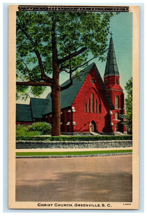 c1940's Christ Church Street View Greenville South Carolina SC Vintage Postcard