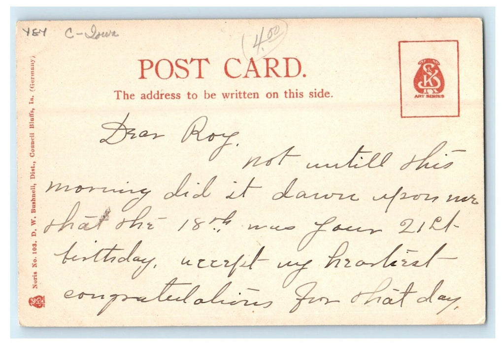 c1905 Mercy Hospital Building Council Bluffs Iowa IA Posted Antique Postcard