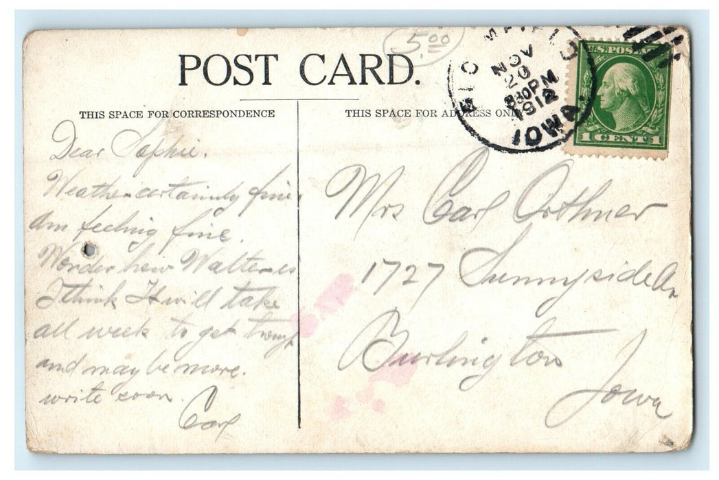 1912 First Baptist Church Bloomfield Iowa IA Posted Antique Postcard