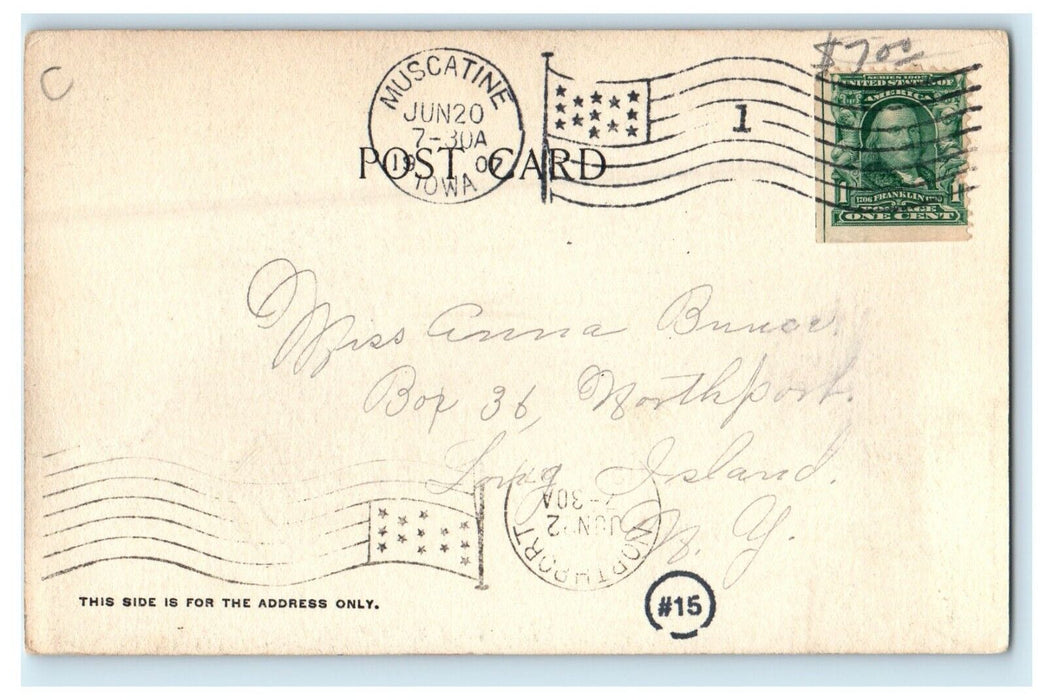 1907 Hershey Memorial Hospital Muscatine Iowa IA, F.A Neidig Antique Postcard