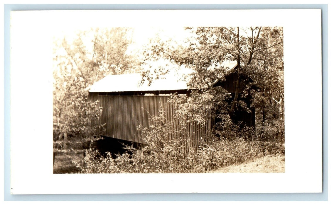 c1940's Bean Blossom Covered Bridges Nashville Indiana IN RPPC Photo Postcard