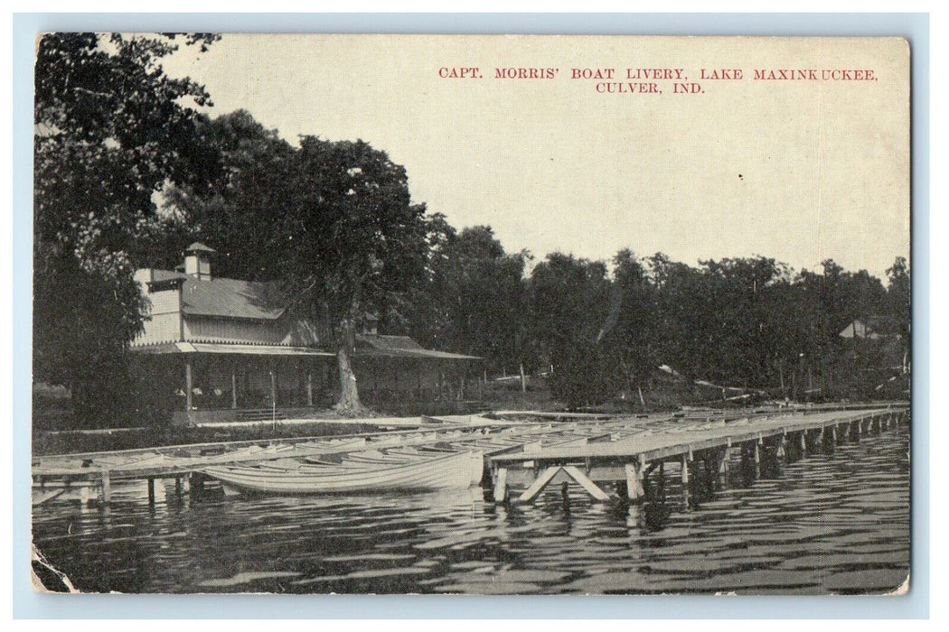 c1910's Capt. Morris Boat Livery Lake Maxinkuckee Culver Indiana IN Postcard