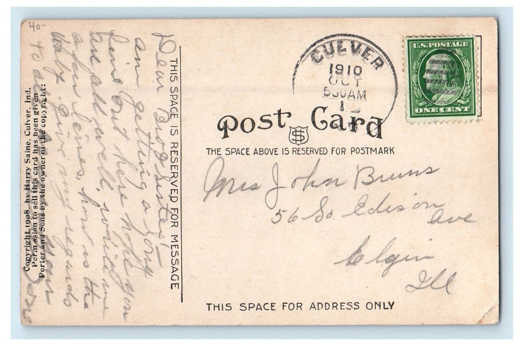 c1910's Capt. Morris Boat Livery Lake Maxinkuckee Culver Indiana IN Postcard