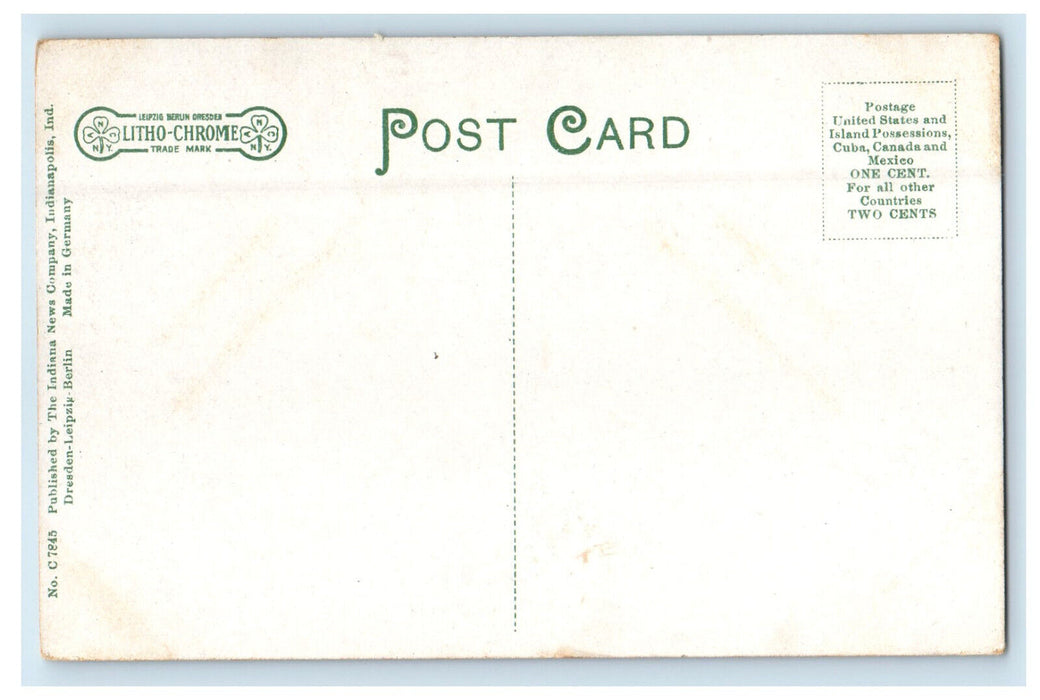 c1910 Main Street East of Green, Crawfordville Indiana IN Unposted Postcard