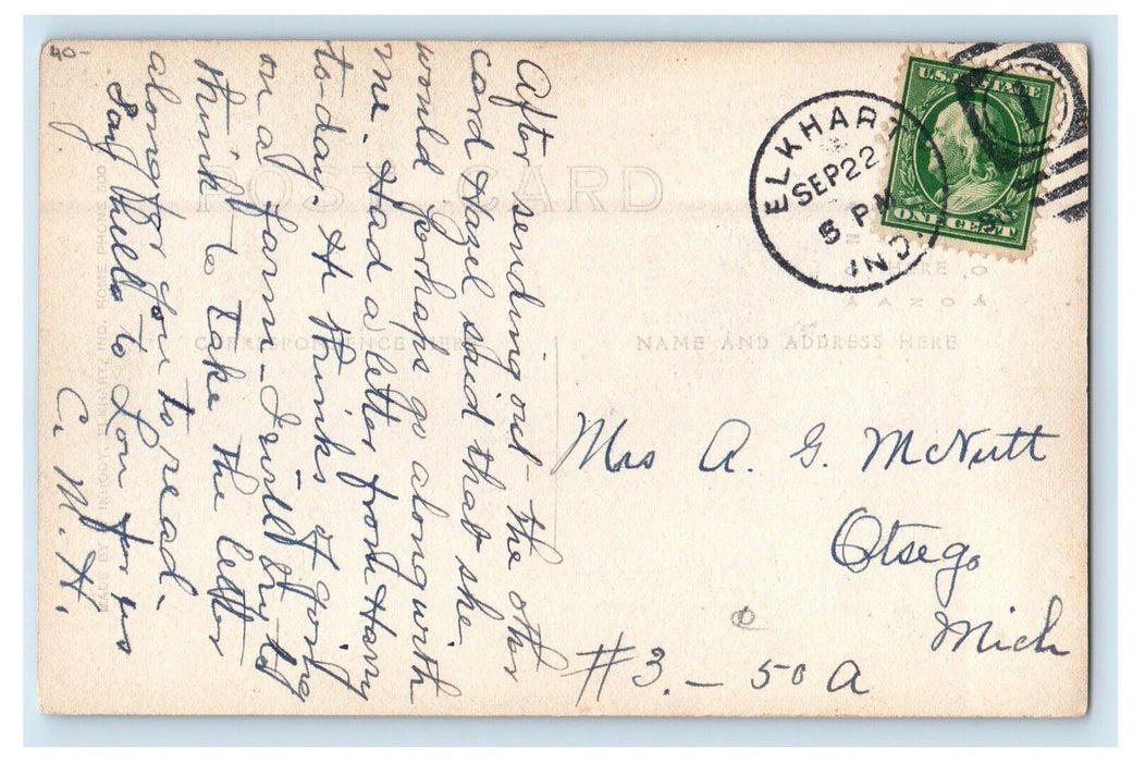 View Of C.G. Conn's Factory And Park Elkhart Indiana IN RPPC Photo Postcard
