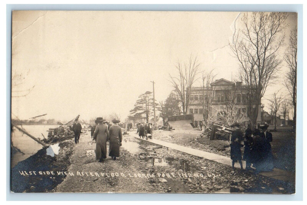 1909 View After Flood Logansport Indiana IN RPPC Photo Posted Antique Postcard