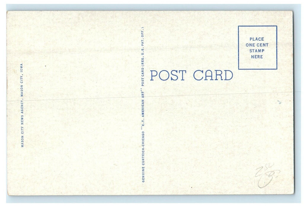 c1930's Mason City Iowa IA, High School Building Cars Street View Postcard