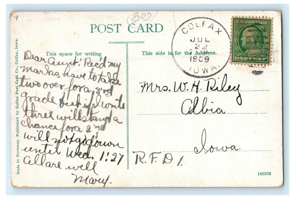 1909 Entrance Epworth Park Colfax Iowa IA Posted Antique Postcard
