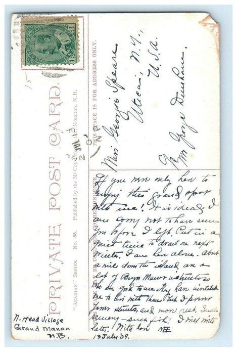 1909 Southern Cross Grand Manan New Brunswick Canada CA Posted Foreign Postcard