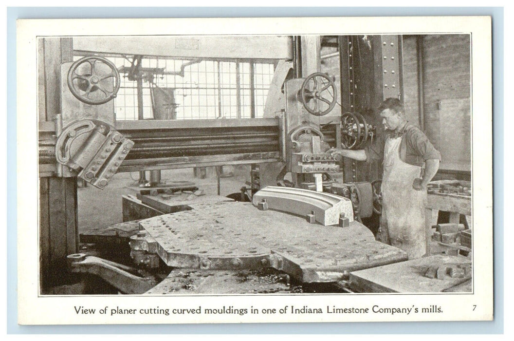 View Of Planner Cutting Curved Mouldings Indiana Limestone Company's Postcard