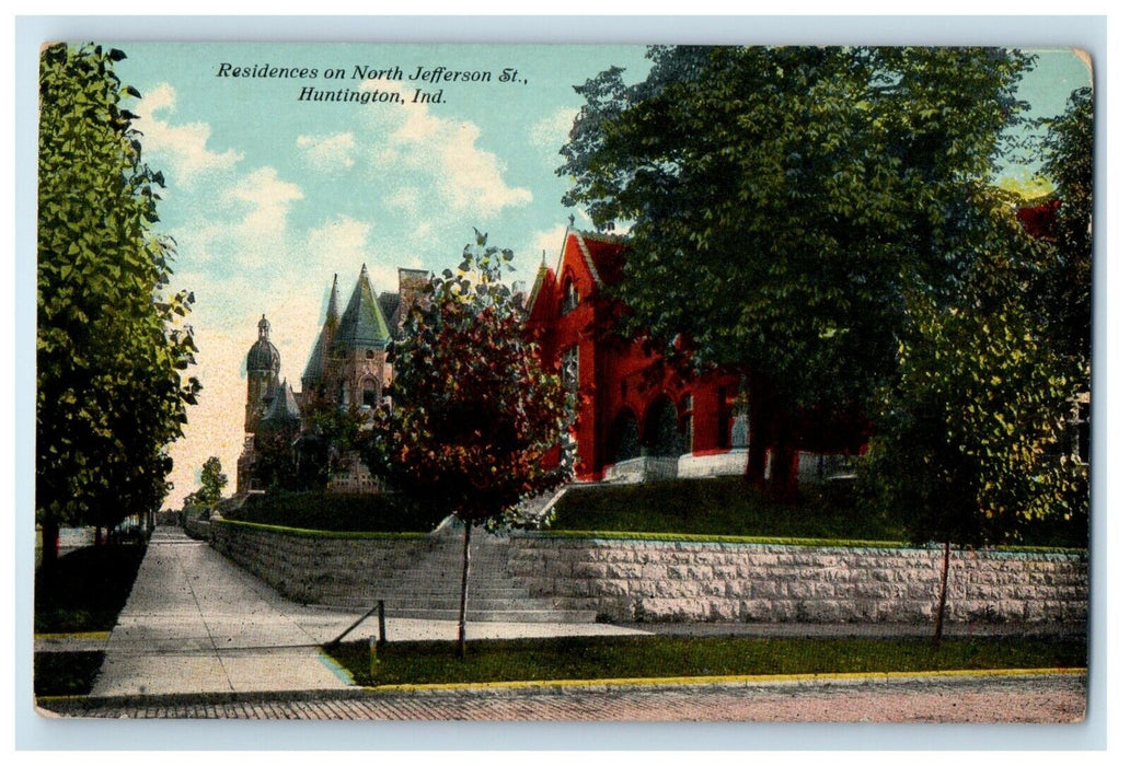 Residence On North Jefferson Street Huntington Indiana IN Antique Postcard