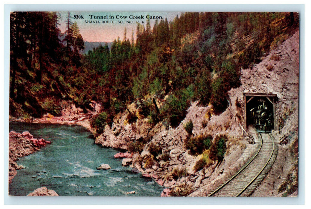 c1910s Tunnel in Cow Creek Canon Shasta Route Oregon OR Antique Postcard