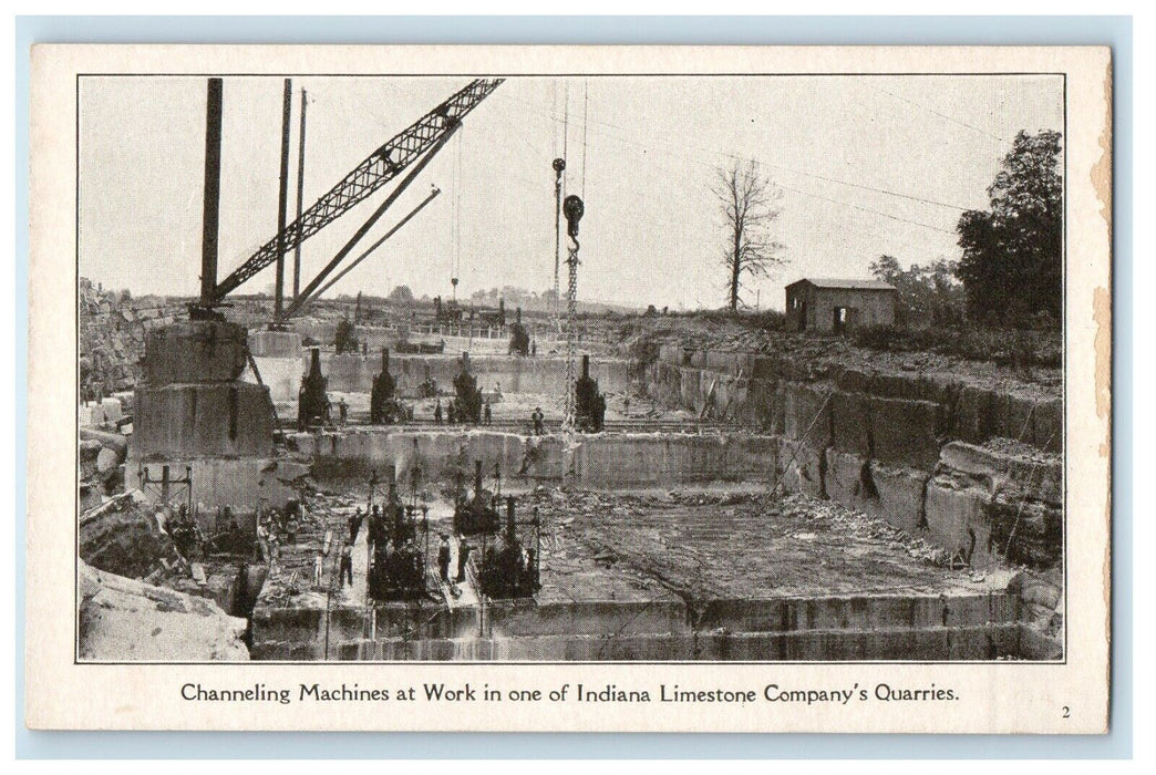 Channeling Machines At Work Indiana Limestone Company's Quarries Postcard