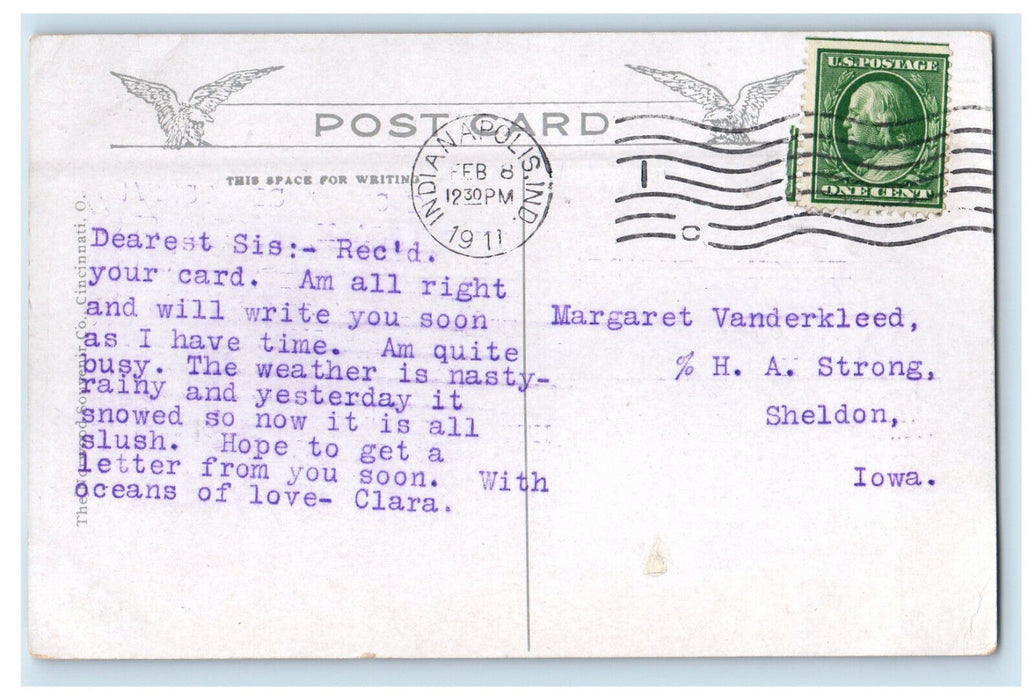 1911 Busy Scene at Claypool Hotel Indianapolis IN Posted Antique Postcard