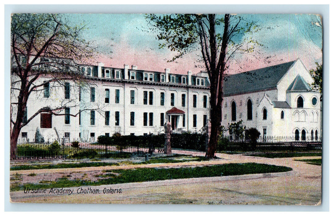 1908 Ursuline Academy, Chatham Ontario Canada Antique Posted Postcard