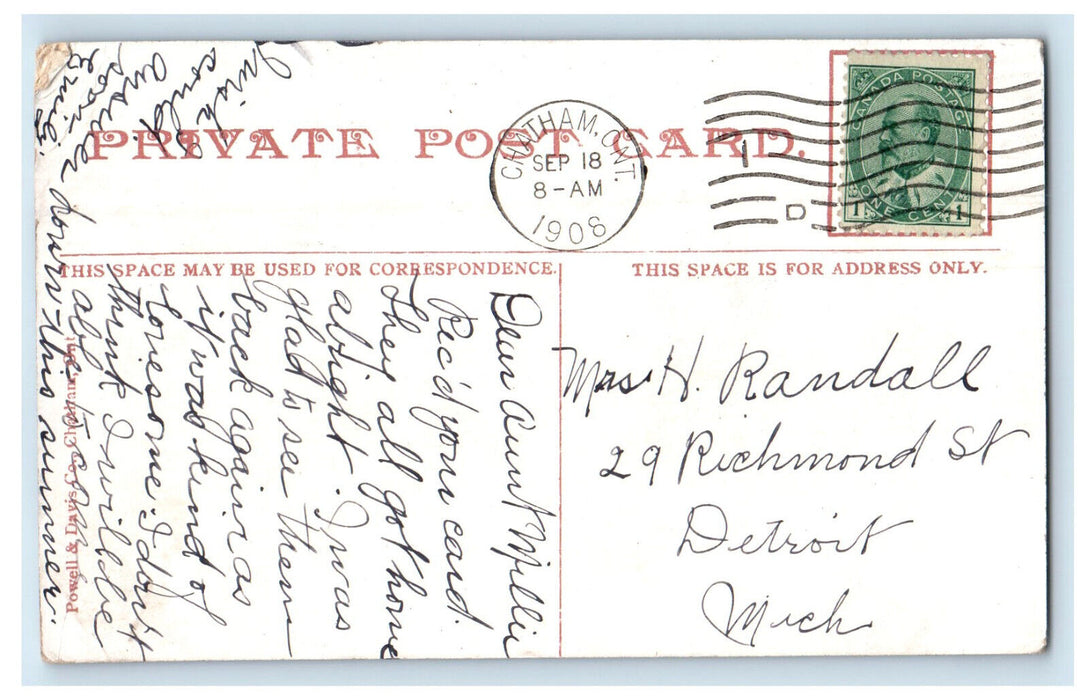 1908 Ursuline Academy, Chatham Ontario Canada Antique Posted Postcard