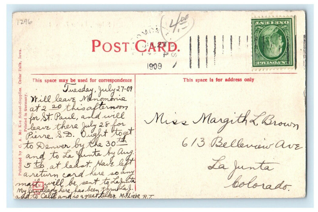 1909 Office Iowa State Normal School Cedar Falls IA Posted Antique Postcard