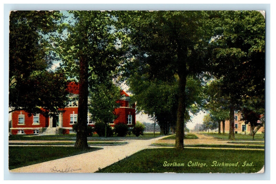 1909 Earlham College Building Richmond Brownsville Indiana IN Antique Postcard
