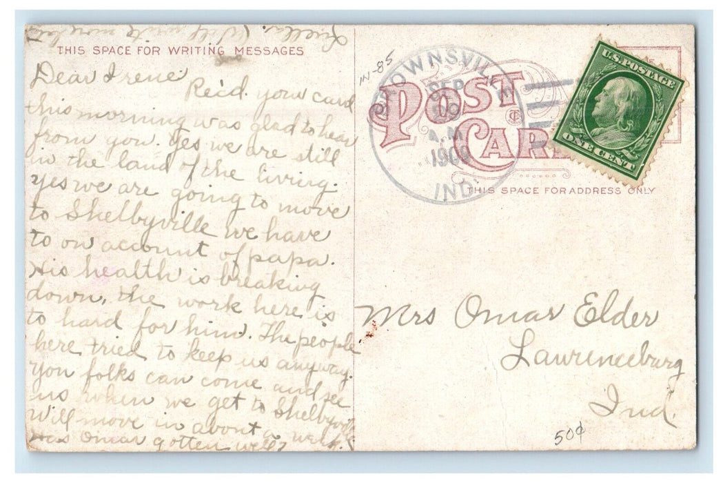 1909 Earlham College Building Richmond Brownsville Indiana IN Antique Postcard