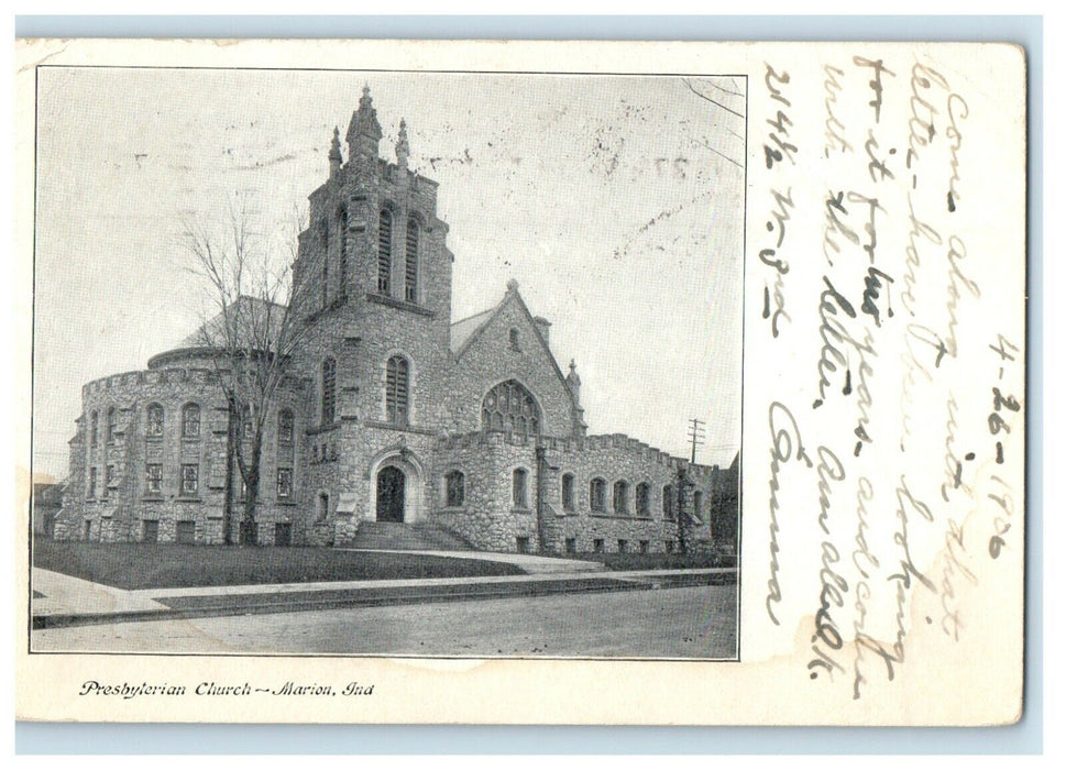 1906 Presbyterian Church Marion Indiana IN Posted Antique Postcard