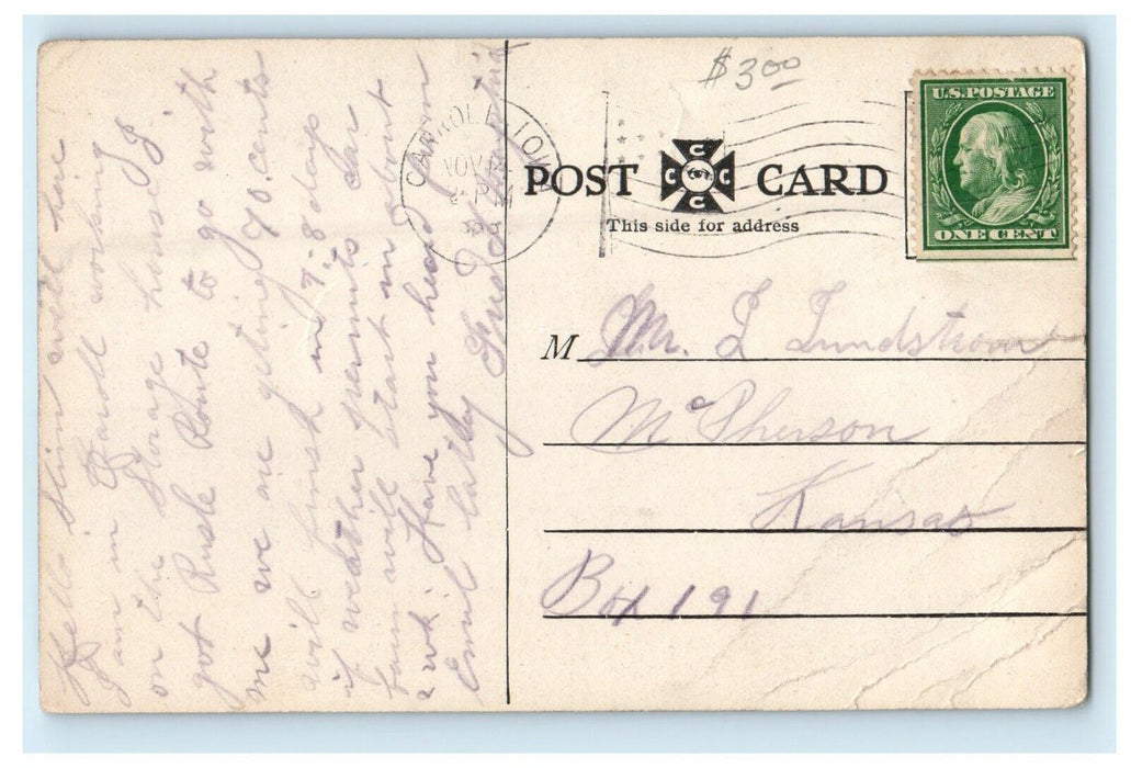 c1910's Carroll Company Court House Carroll Iowa IA Posted Antique Postcard