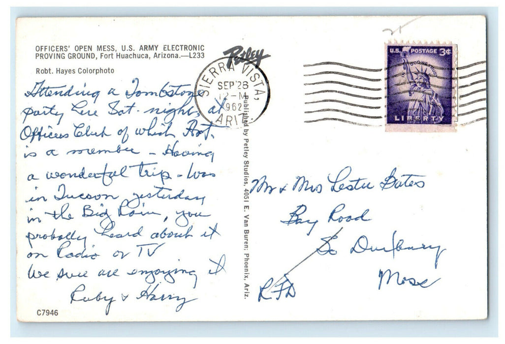 1962 US Army Electronic Proving Ground Fort Huachuca Arizona AZ Postcard