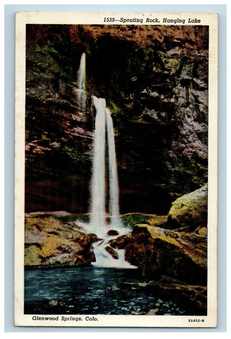 1951 Spouting Rock Hanging Lake Glenwood Springs Colorado CO Waterfall Postcard