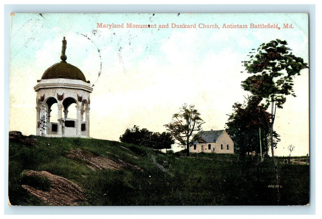 c1910's Maryland Monument Dunkard Church Antietam Battlefield MD Postcard
