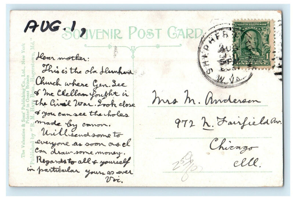c1910's Maryland Monument Dunkard Church Antietam Battlefield MD Postcard