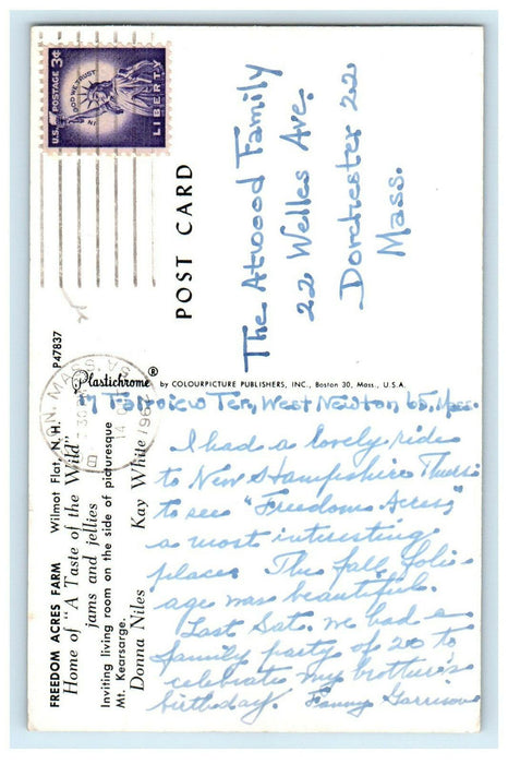 1962 Freedom Access Farm Vintage Wilmot Flat New Hampshire NH Posted Postcard