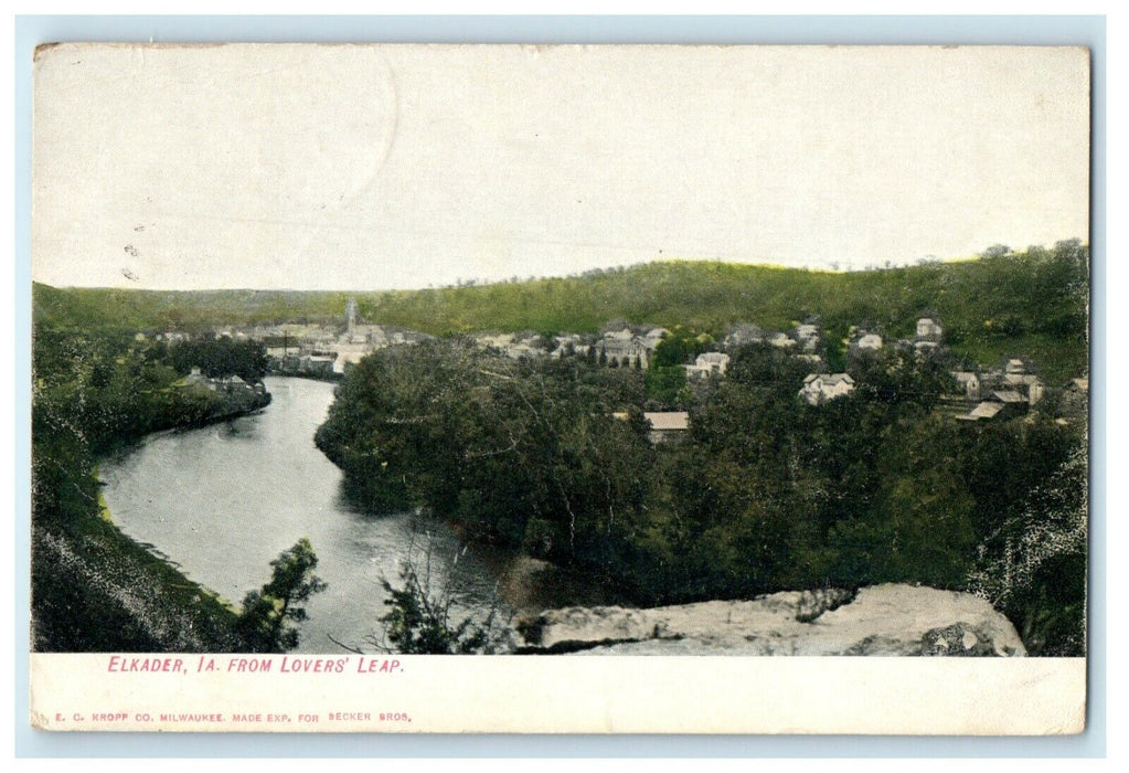 1911 Bird's Eye View From Lovers Leap Elkader Iowa IA Posted Antique Postcard